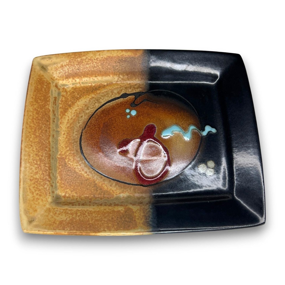 Signed Loren Lukens Studio Pottery Modern Art Dinnerware Plate Platter Vintage